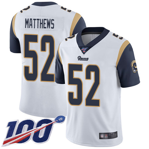 Los Angeles Rams Limited White Men Clay Matthews Road Jersey NFL Football #52 100th Season Vapor Untouchable